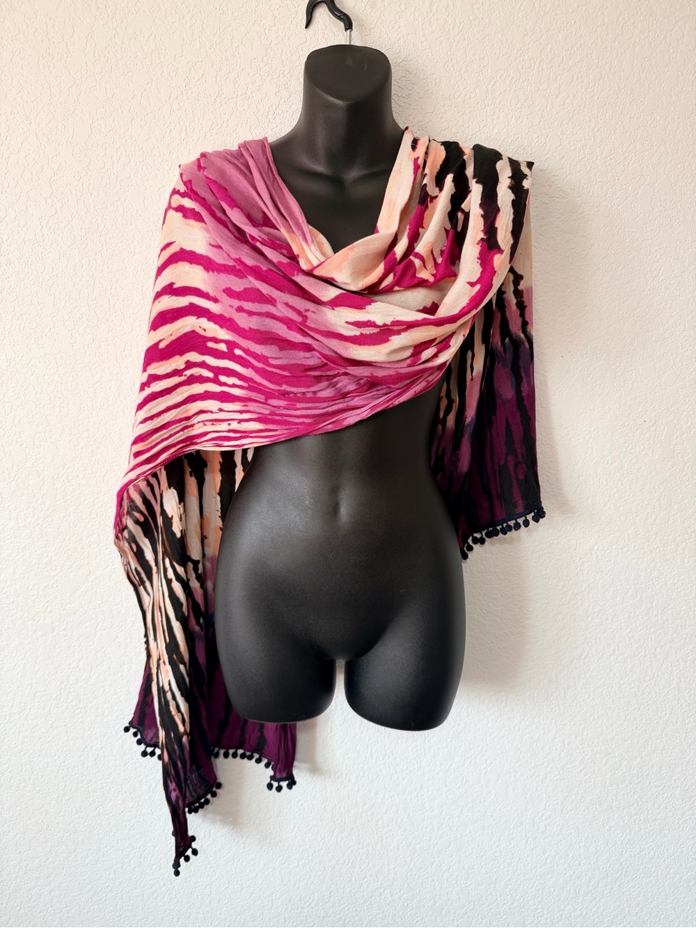 Y2K Whimsigoth Magenta Abstract Print Wrap Scarf